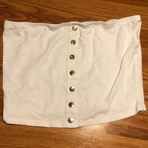 White tube top with gold buttons